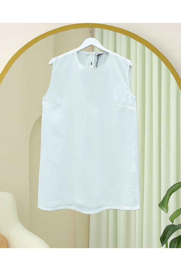 Round Neck Zero Sleeve Modal Underwear -White