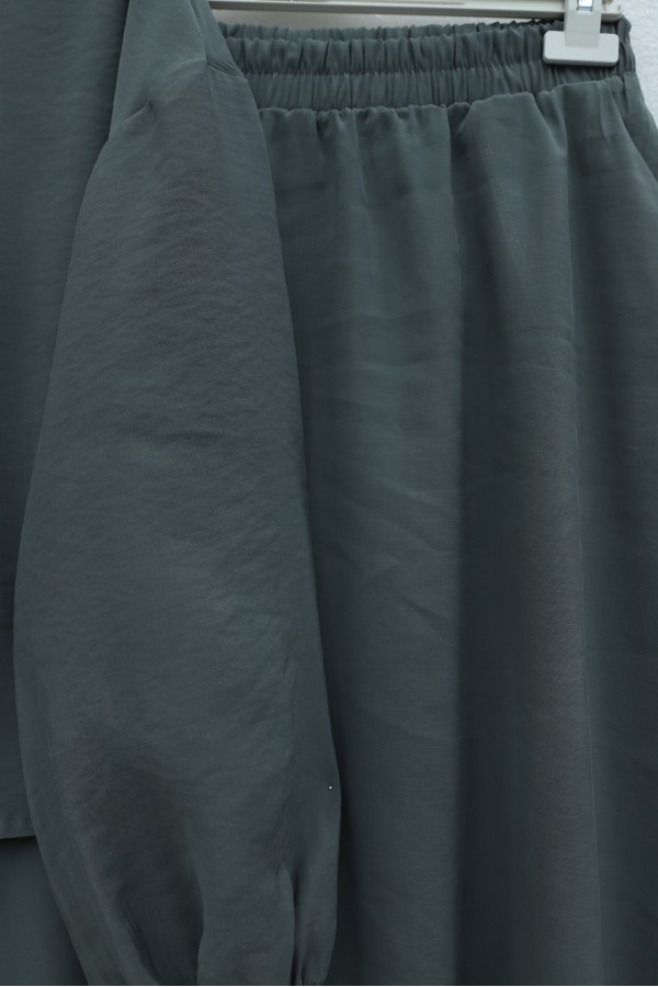 Modal Suit with Elasticated Sleeves, Pearl -Oil color