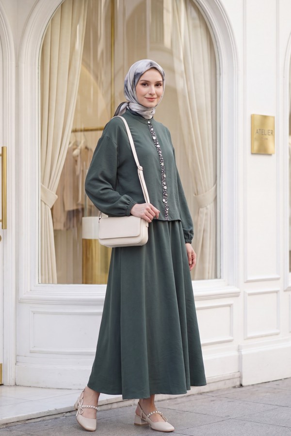 Modal Suit with Elasticated Sleeves, Pearl -Oil color