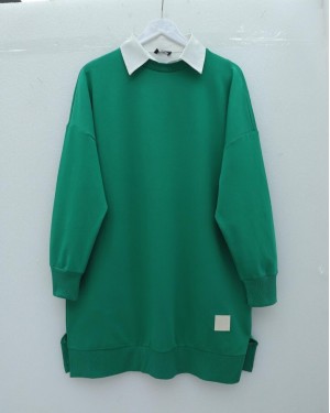 طاقم الرقبة الشق البلوز  -فورست جرين