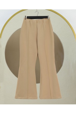 بنطلون ليكرا بخصر مطاطي -اللون البيج