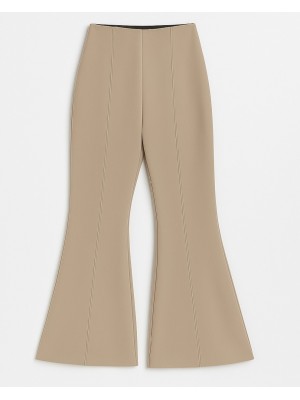 İspanyol Paça Beli Lastikli Likralı Pantolon -Bej