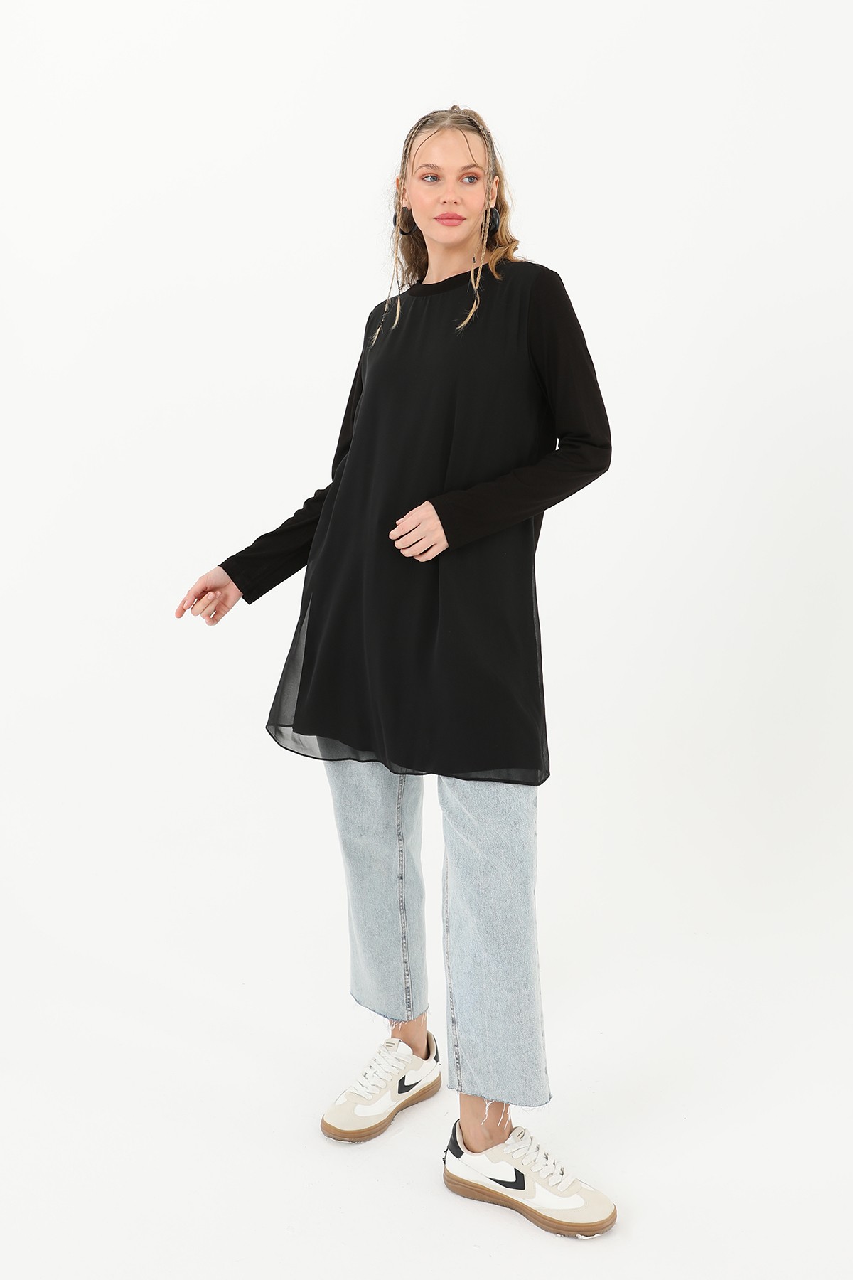 Women's Turtleneck Tulle Detailed Blouse 