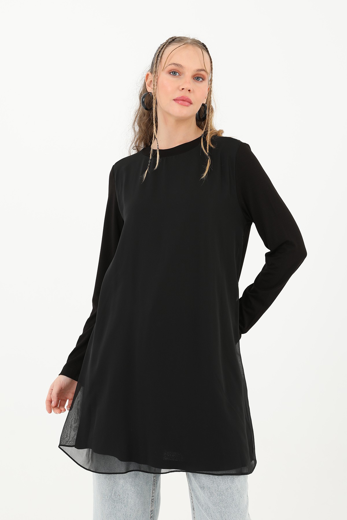 Women's Turtleneck Tulle Detailed Blouse 