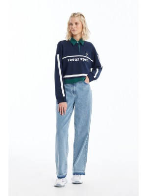 Kadın Nakış Detaylı Garnili Sweatshirt  - 31584SWT