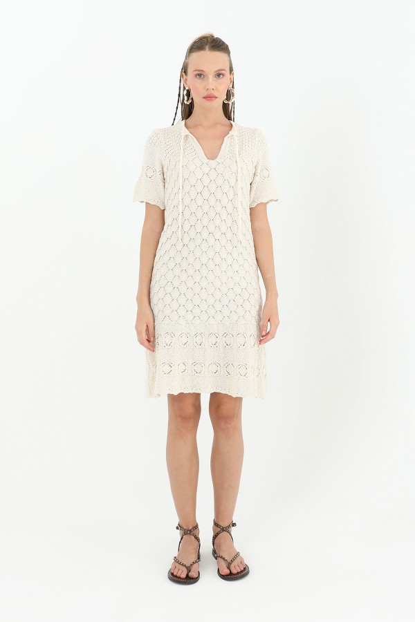 Kadın Brodeli Mini Elbise  - 31733ELB