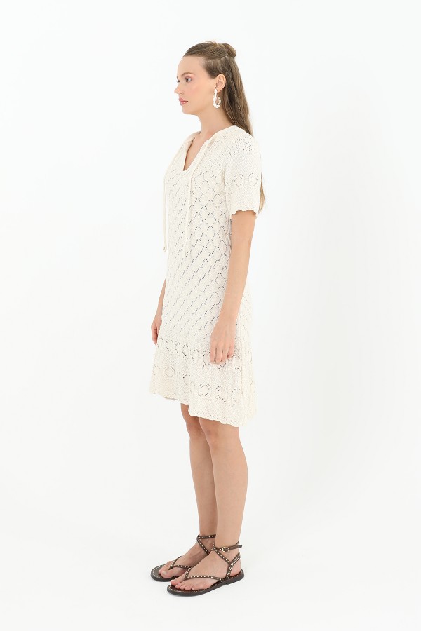 Kadın Brodeli Mini Elbise  - 31733ELB