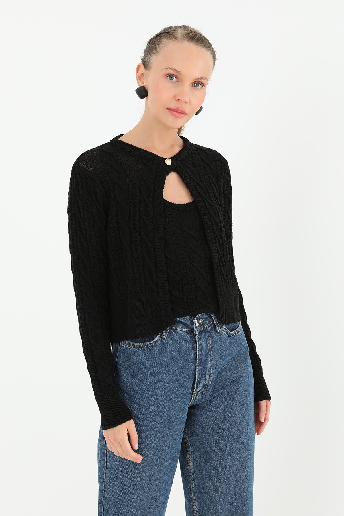 Women's Knitted Top and Skirt Set  