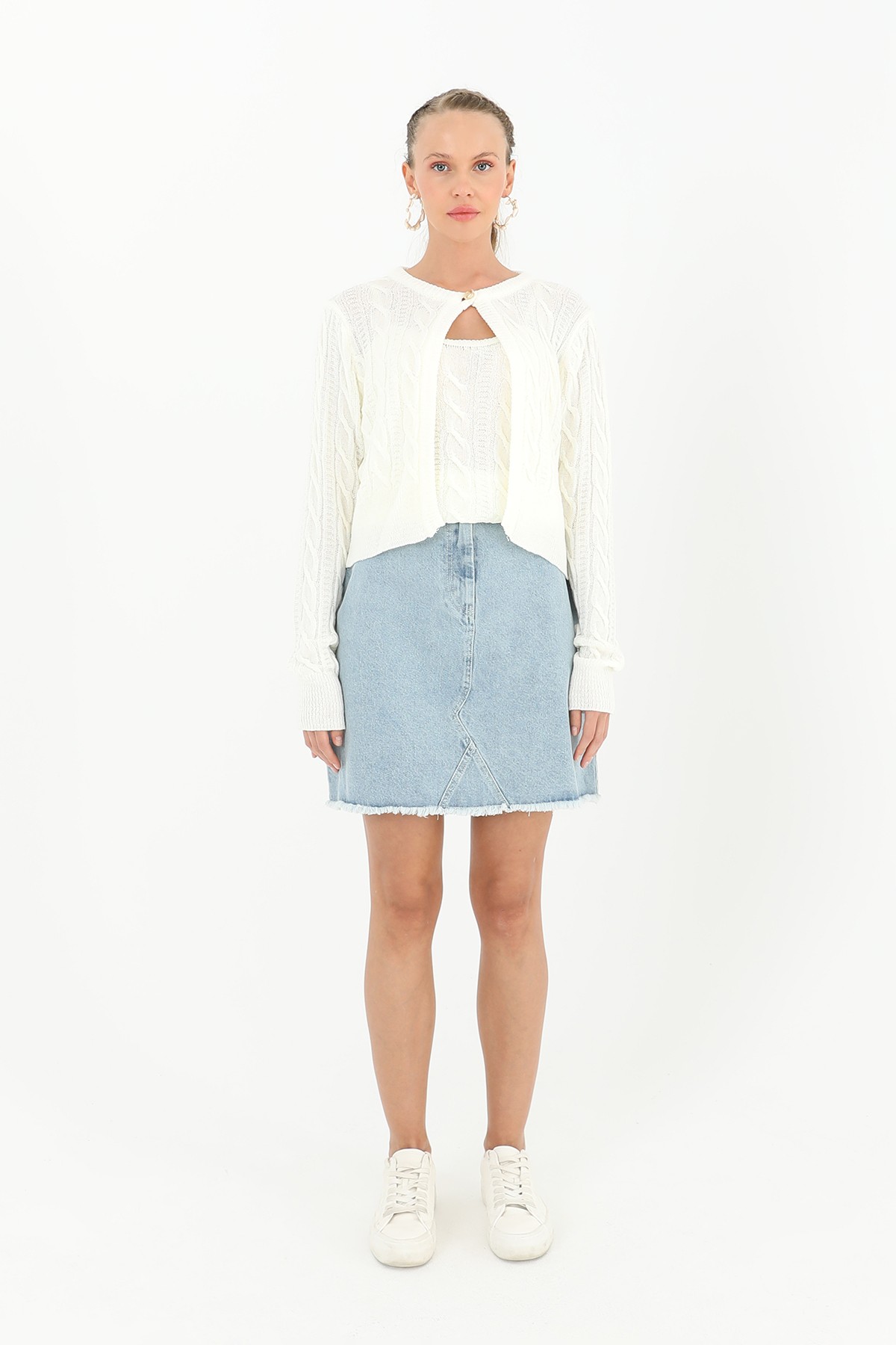 Women's Knitted Top and Skirt Set  