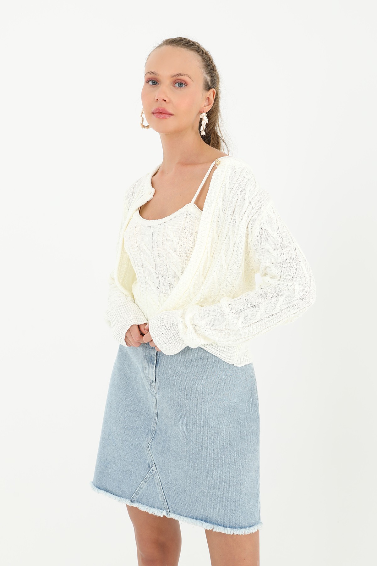 Women's Knitted Top and Skirt Set  