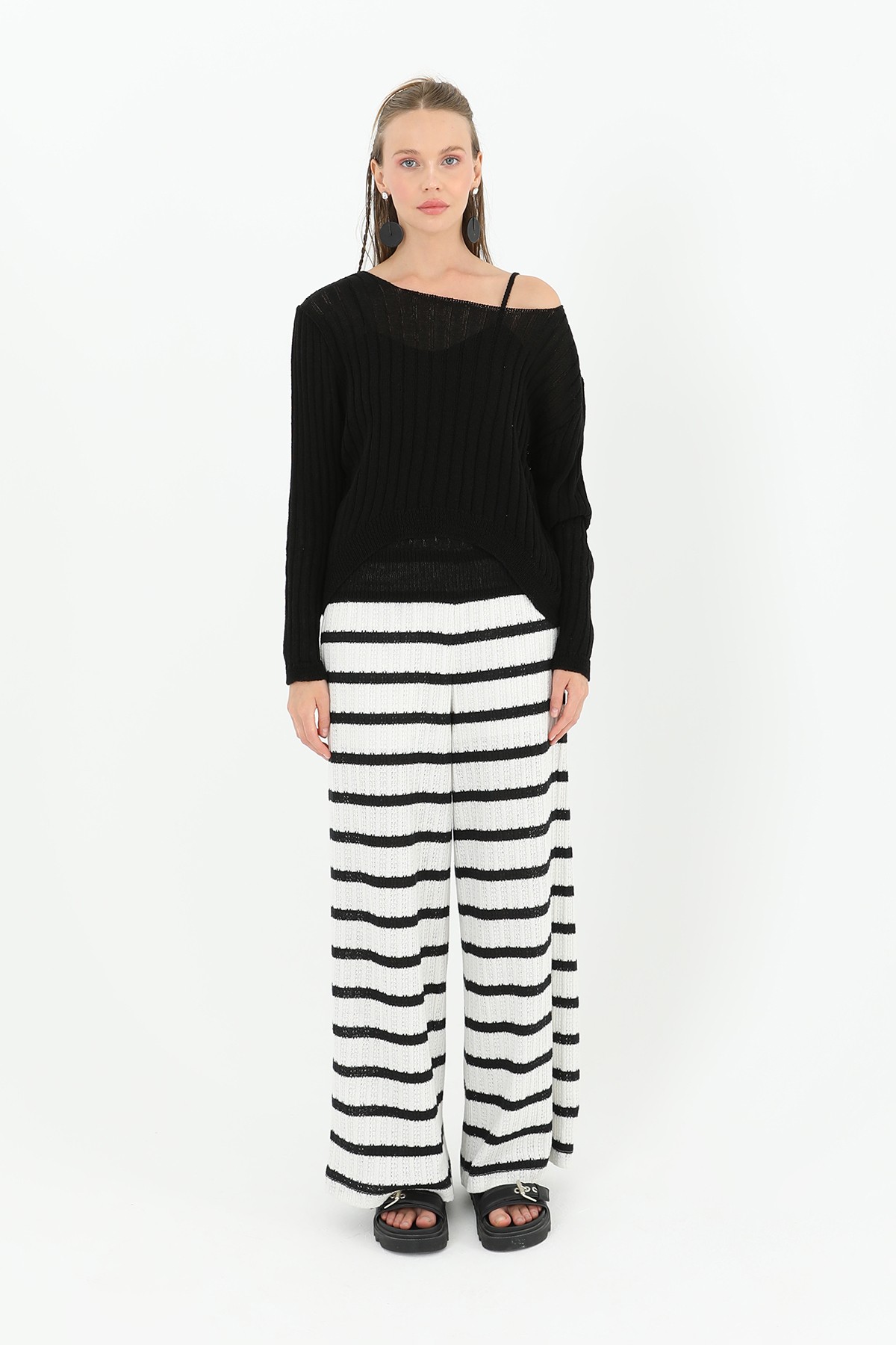 Women's Knitted Two-Piece Blouse Set  