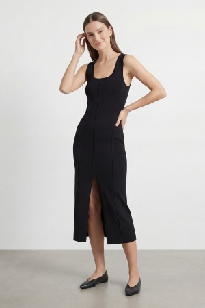 Kadın Kalın Askılı Yırtmaçlı Elbise  - 31861ELB