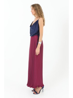 Women's Pleated Long Satin Skirt  