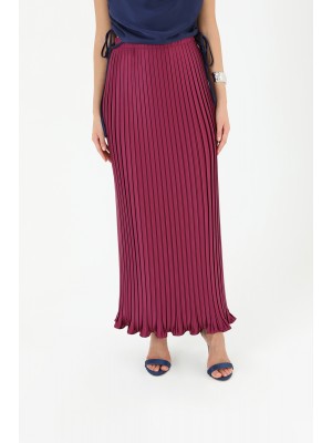 Women's Pleated Long Satin Skirt  