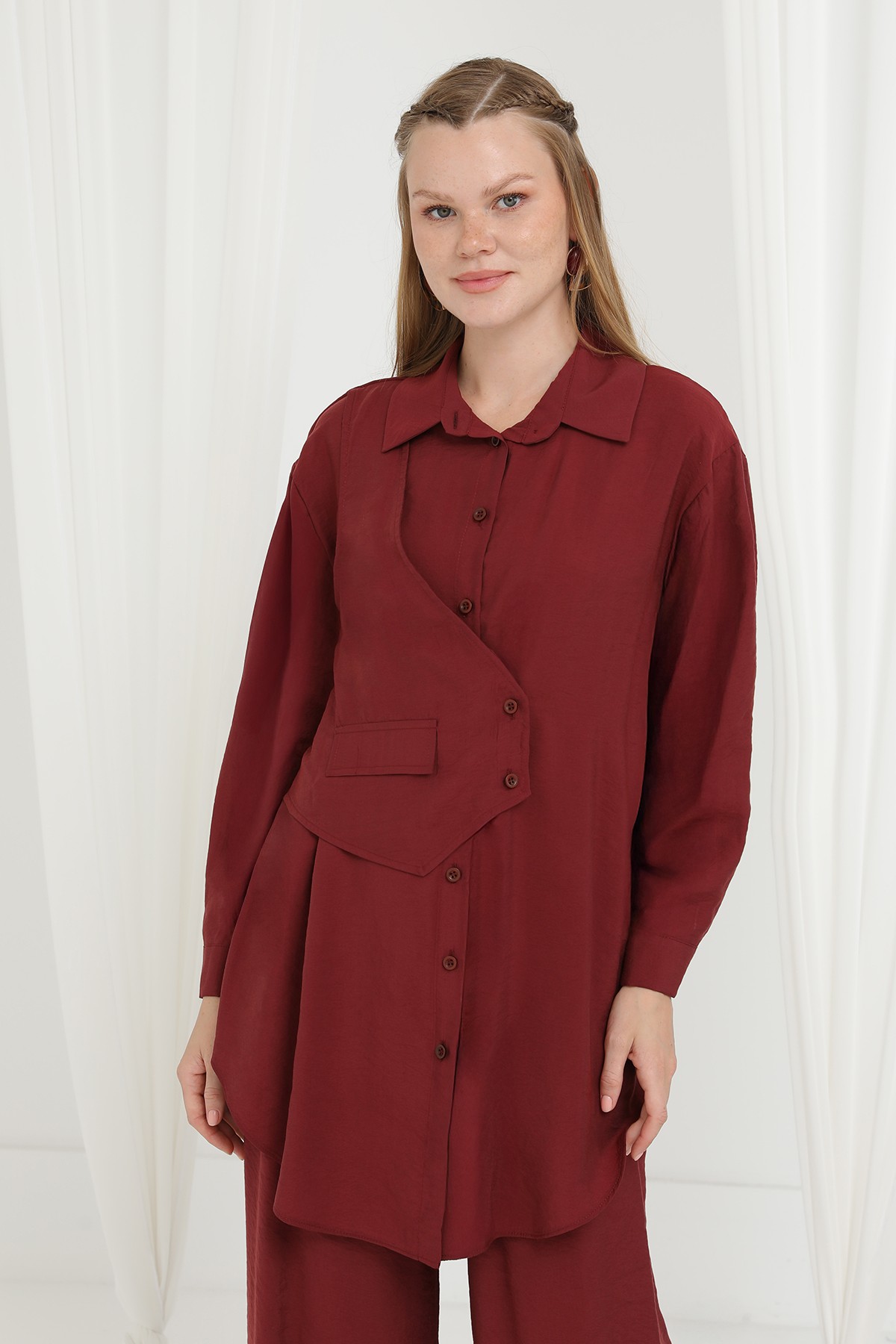 Women's Asymmetrical Layered Detailed Shirt Trouser Set