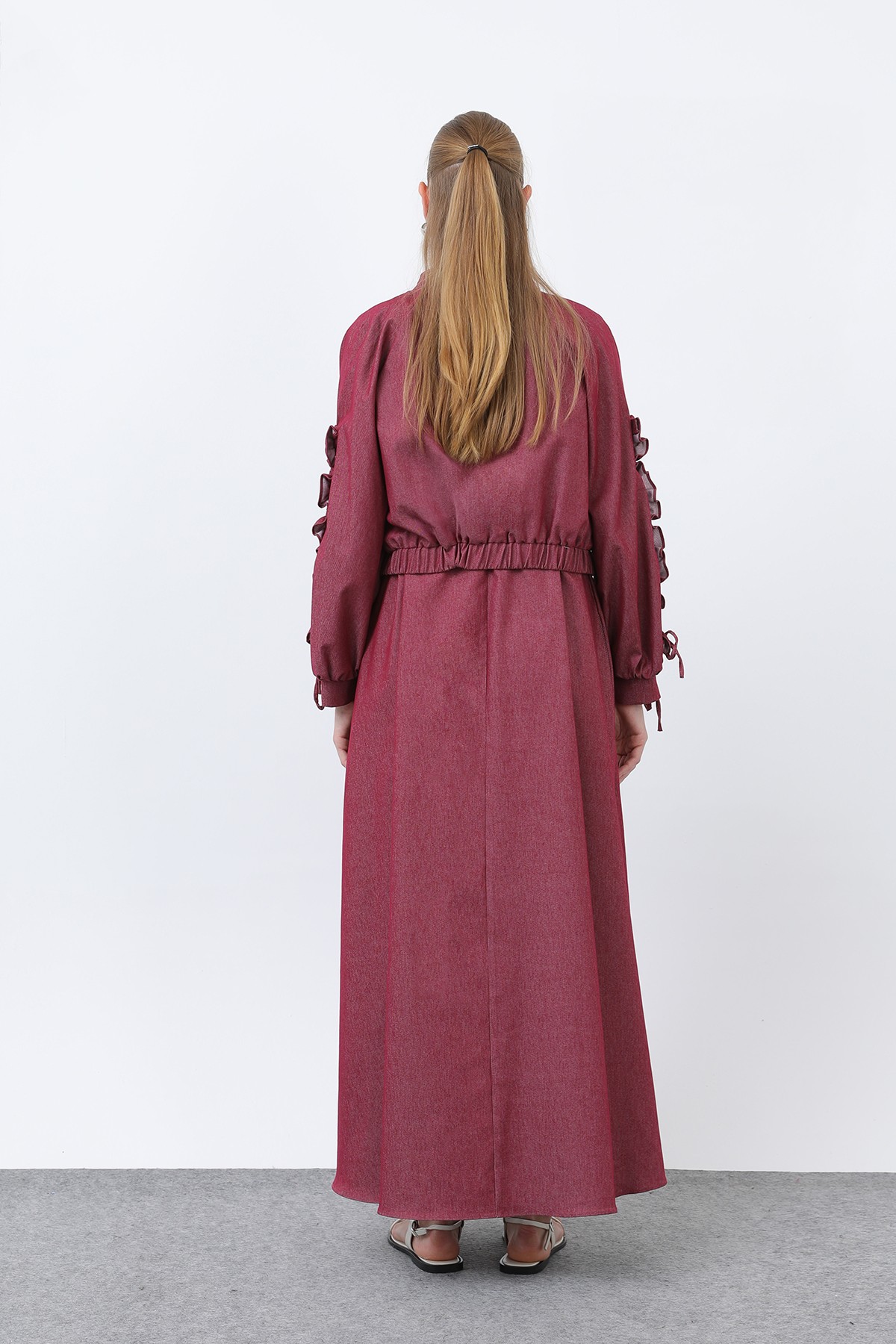 Women's Jacket Dress Set with Flounce Sleeves Detail 