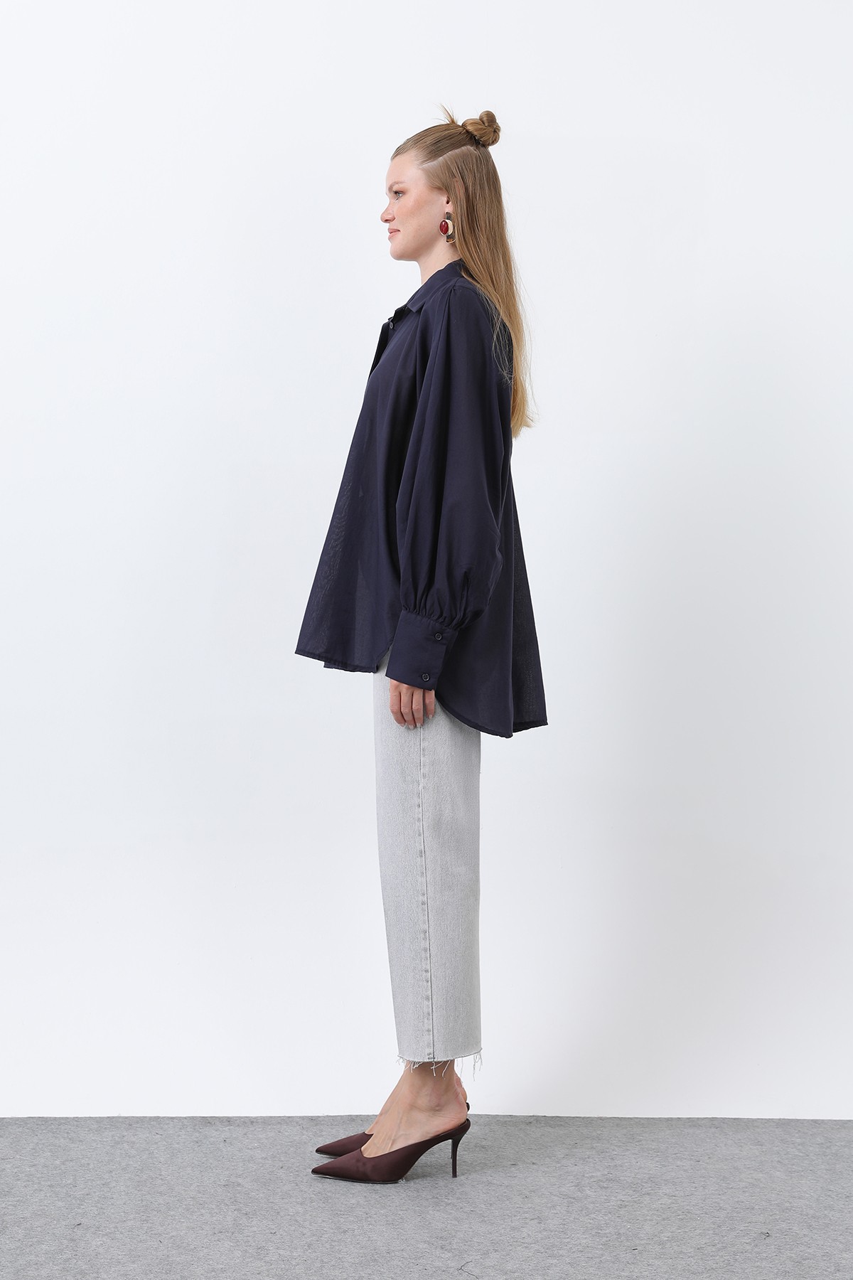 Women's Flounce Oversize Cotton Poplin Shirt