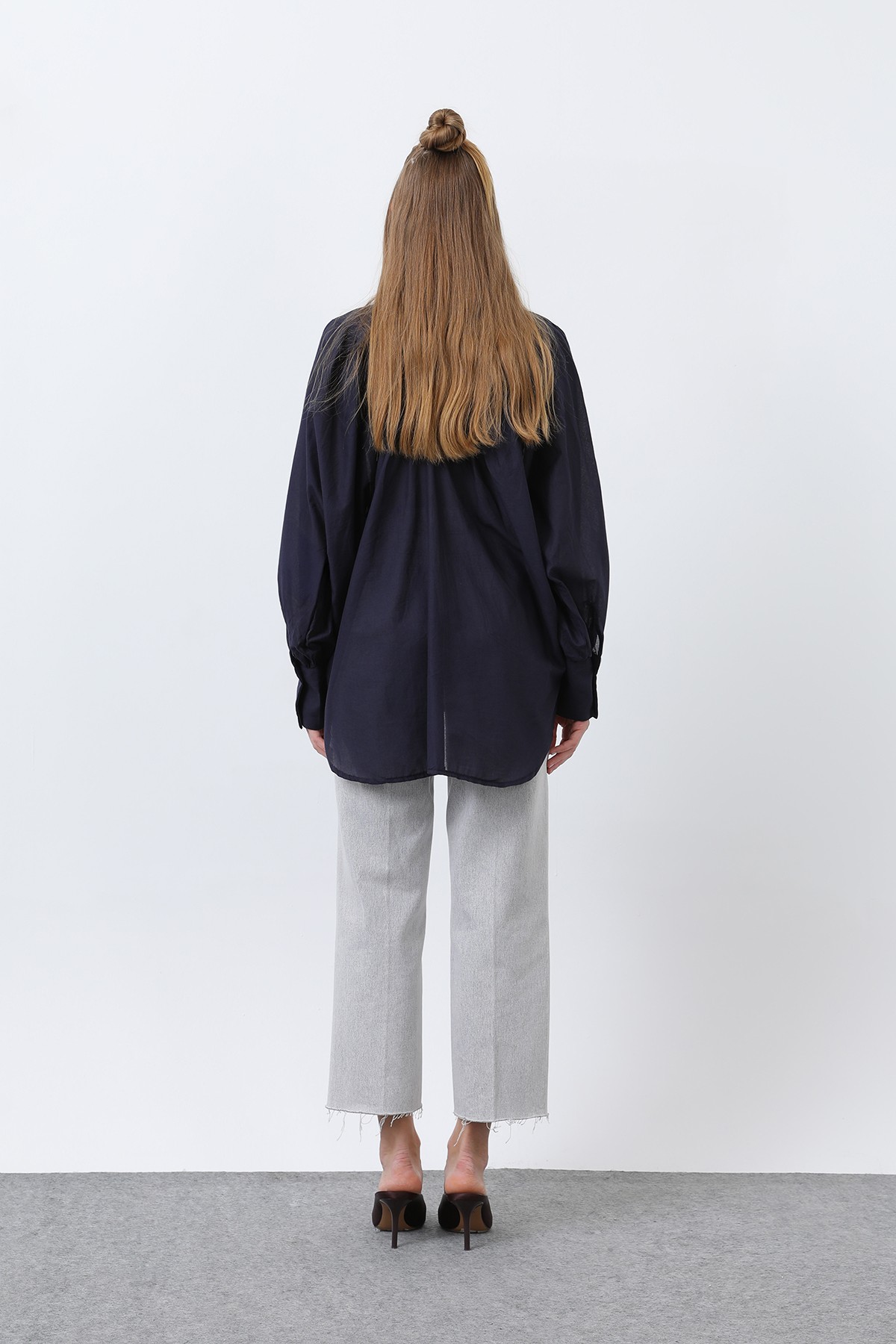 Women's Flounce Oversize Cotton Poplin Shirt