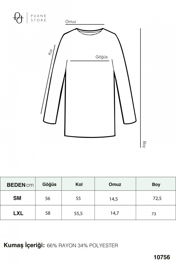 Kadın Asimetrik Kesim Tunik -10756BLZ
