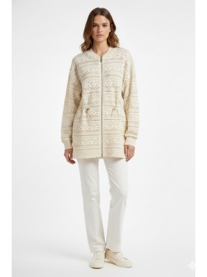 Kadın Örgü Dokulu Fermuarlı Ceket-10757