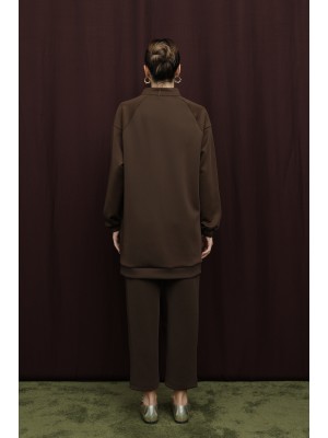 Kadın Dantel Detaylı Hakim Yakalı Fermuarlı Takım - 14387TKS