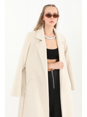 Kadın Kruvaze Yaka Kaşe Kaban -15237KBN