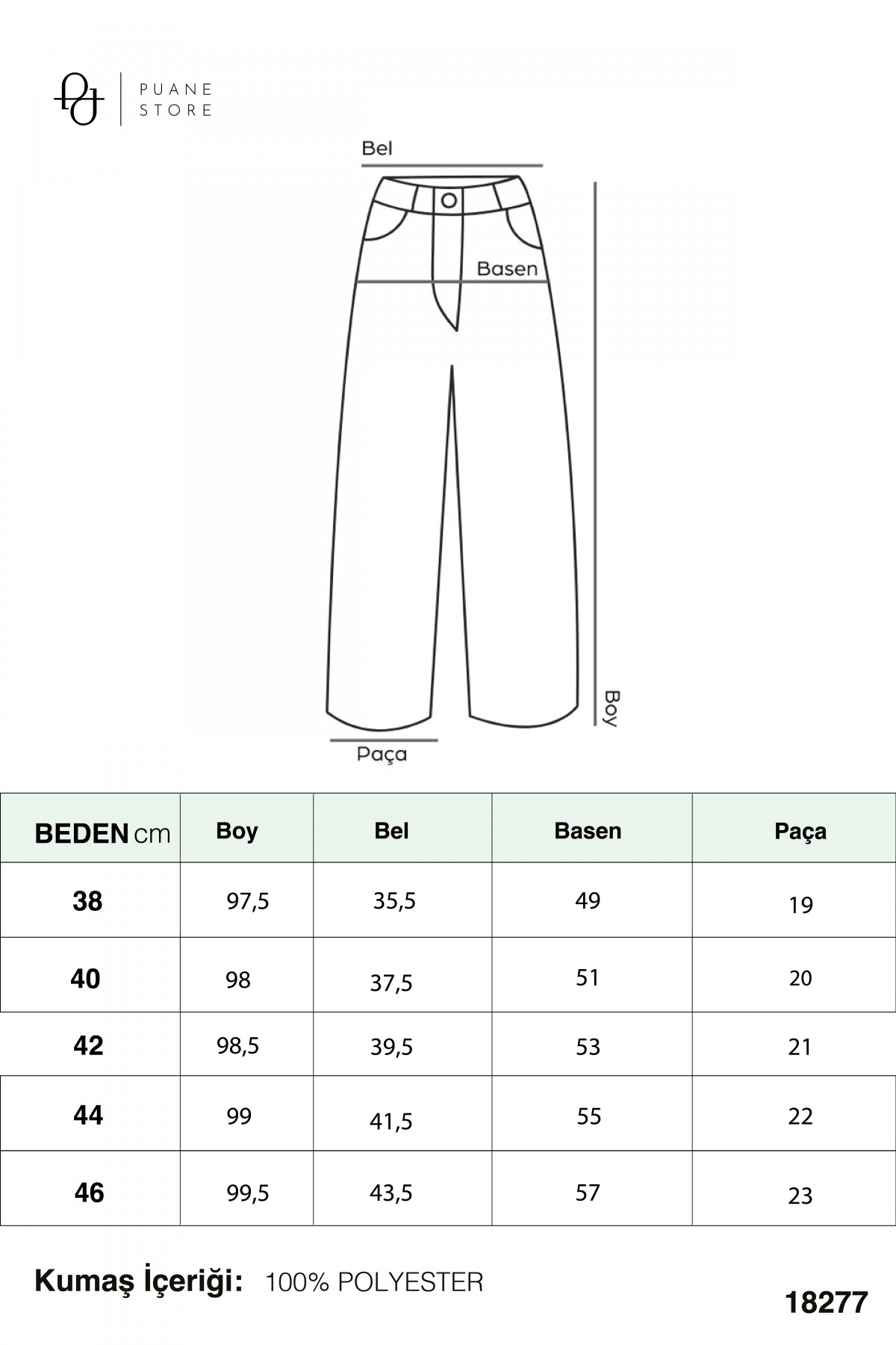 Kadın Paça Düğme Detaylı kumaş Pantolon -18277PNT