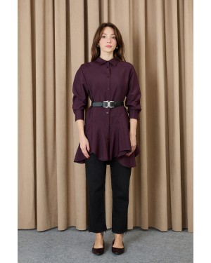 Kadın Dikiş Detaylı Kemerli Gömlek - 20708GML
