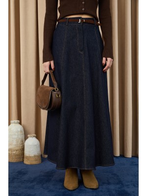 Kadın Kemerli Denim Etek  -  32424ETK