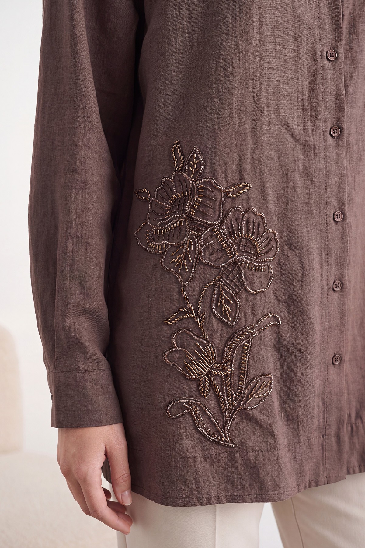 Embroidered Long-Sleeved Woven Shirt