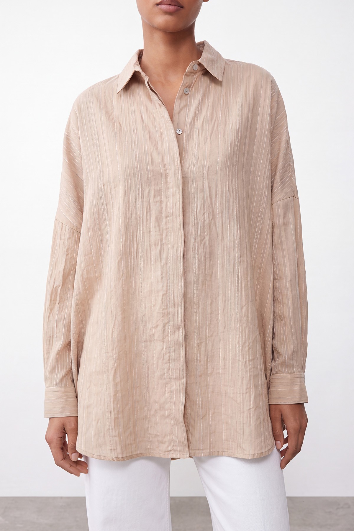 Çizgili Oversize Gömlek -10800TUN