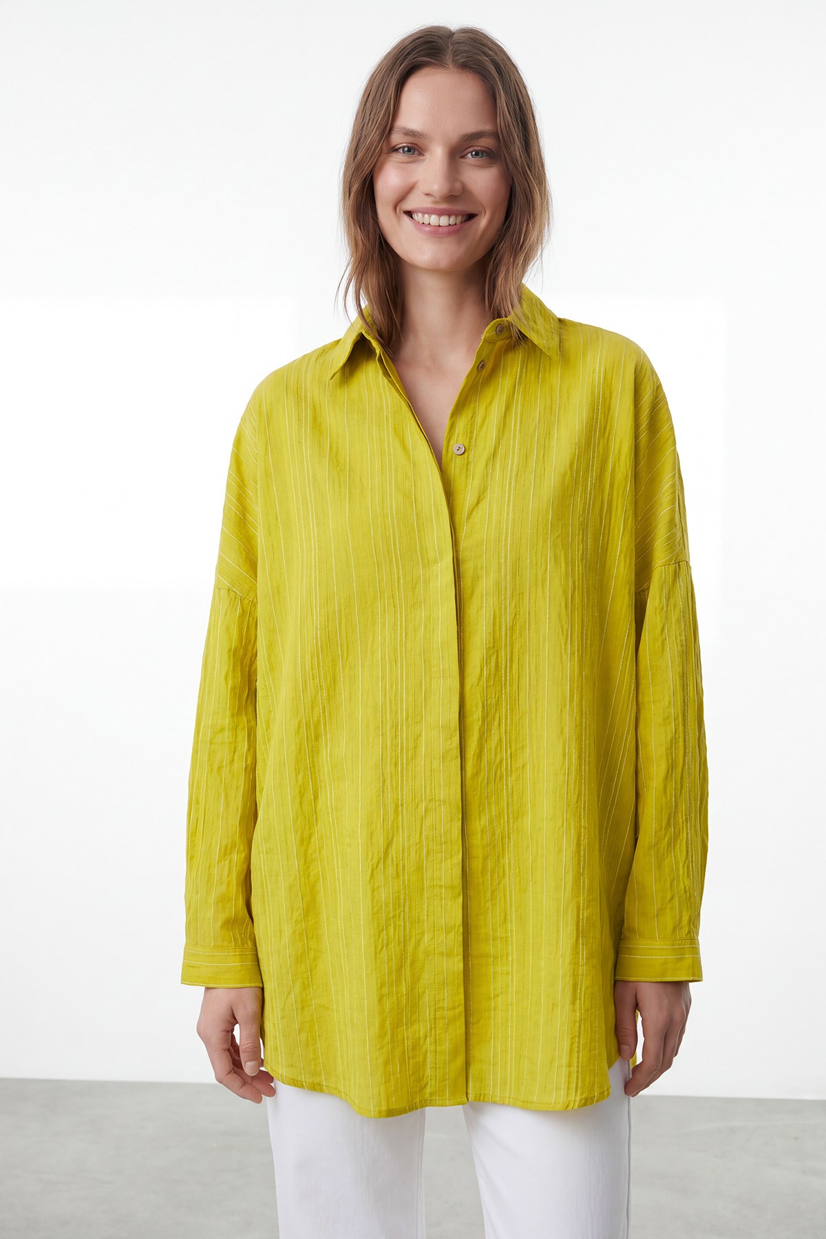 Çizgili Oversize Gömlek -10800TUN