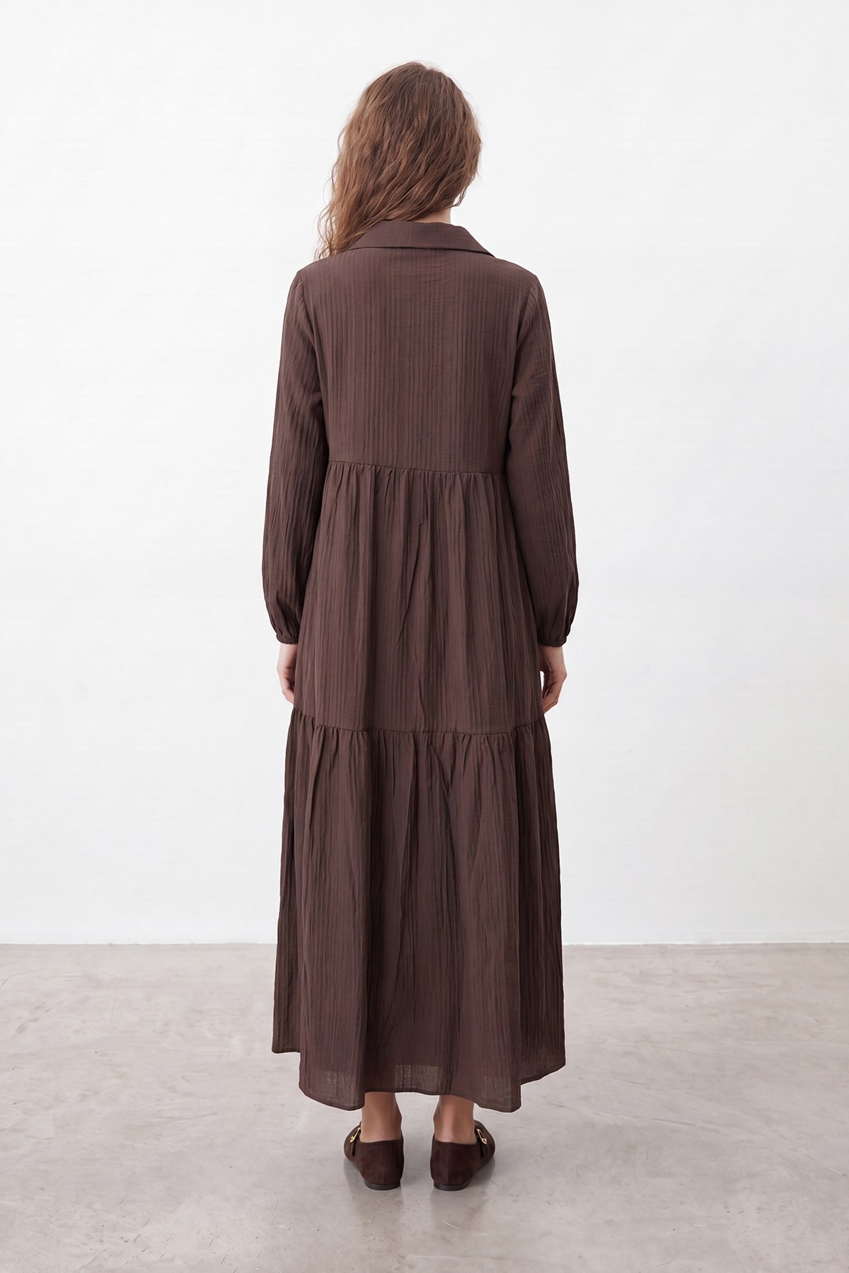 Women's Natural Textured Dress with Bead Details – 12704ELB