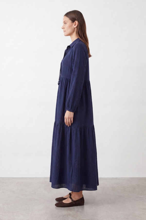Women's Natural Textured Dress with Bead Details – 12704ELB