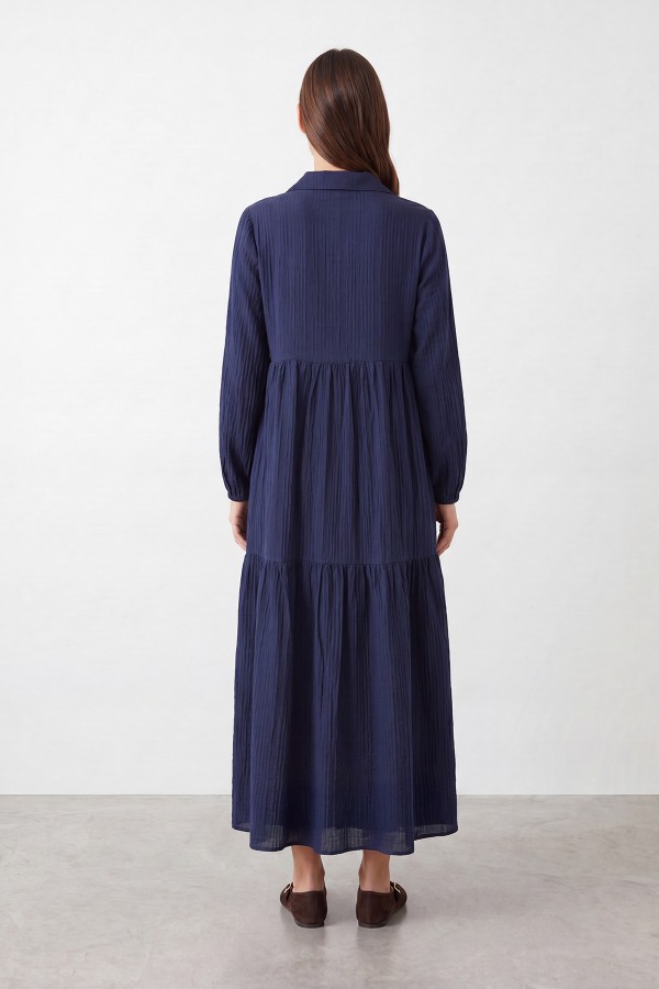 Women's Natural Textured Dress with Bead Details – 12704ELB