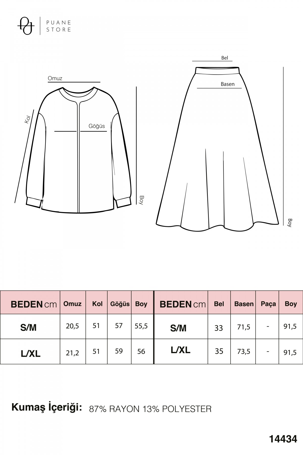 Women's Blouse and Long Skirt Set with Stone Button Details