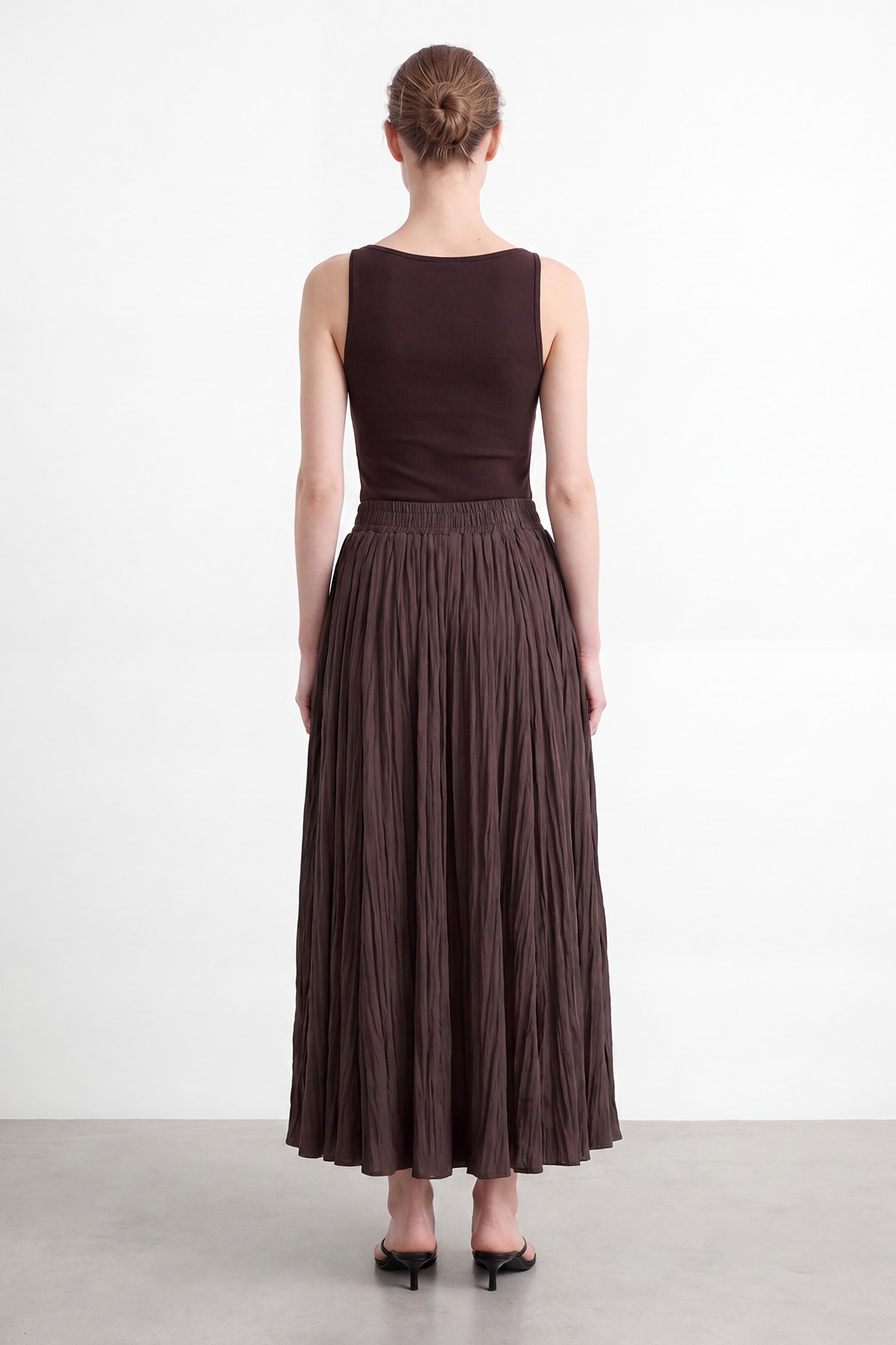 Kadın Beli Lastikli Krinkıl Maxi Etek - 18302ETK