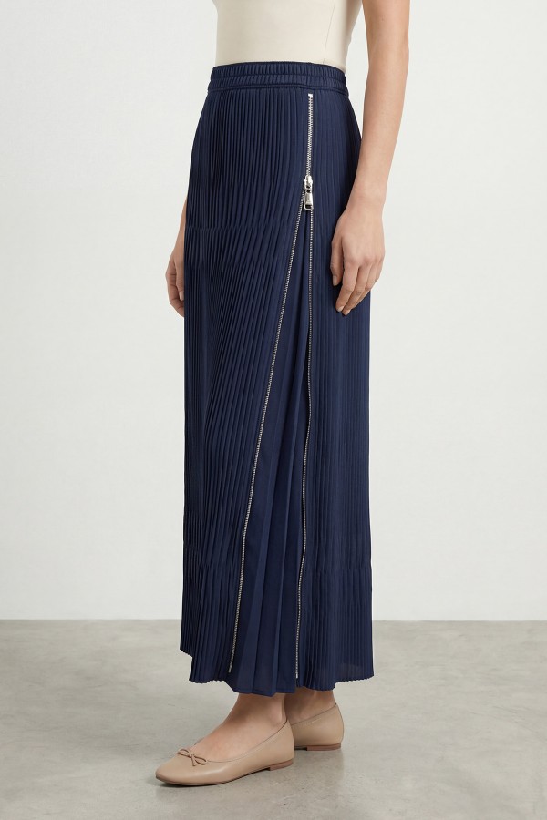 Women's Pleated Long Skirt with Slit Detail – 18303ETK