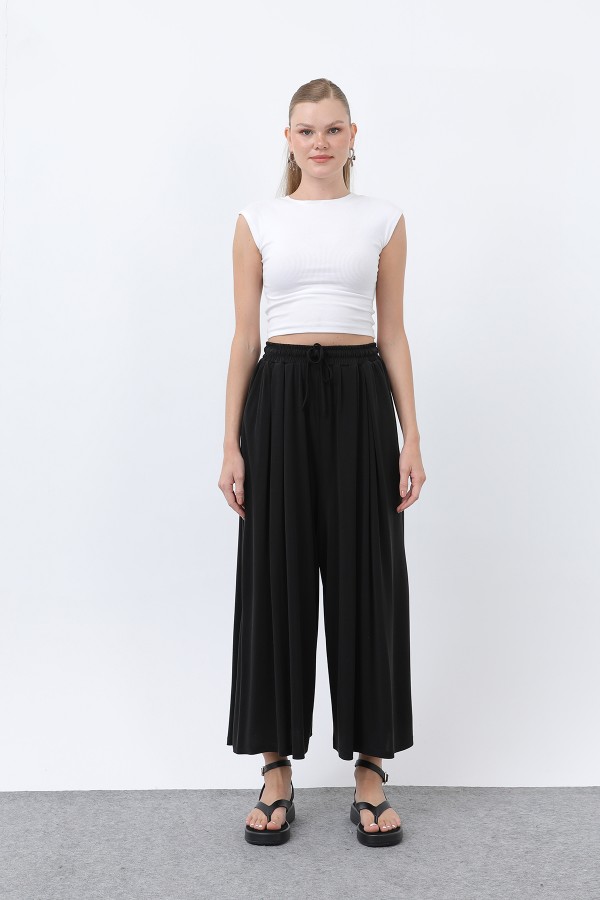 Kadın Beli Kuşaklı Etek Görünümlü Pantolon - 20664PNT