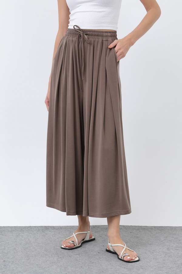 Kadın Beli Kuşaklı Etek Görünümlü Pantolon - 20664PNT