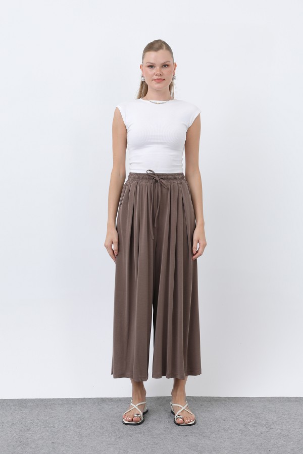 Kadın Beli Kuşaklı Etek Görünümlü Pantolon - 20664PNT