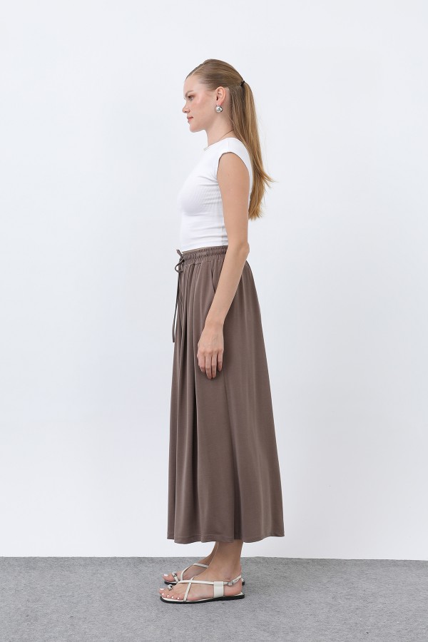 Kadın Beli Kuşaklı Etek Görünümlü Pantolon - 20664PNT