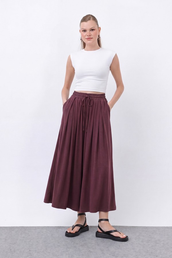 Kadın Beli Kuşaklı Etek Görünümlü Pantolon - 20664PNT