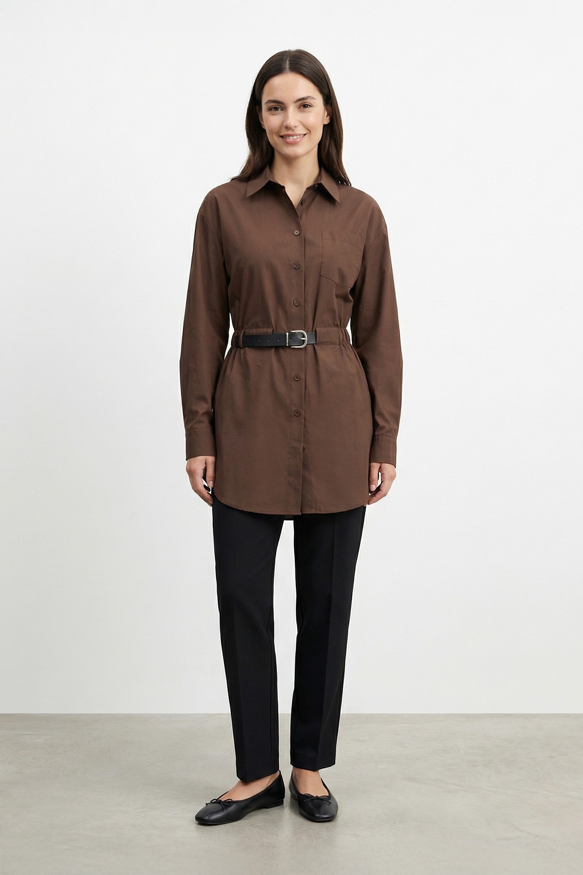 Women's Belted Buttoned Cotton Tunic – 20726TUN