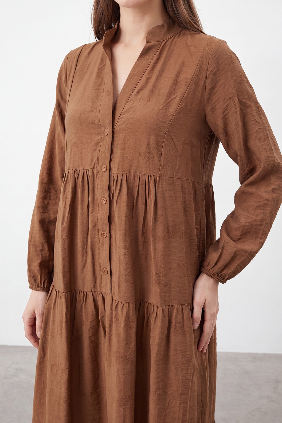 Women's Mandarin Collar Maxi Dress 
