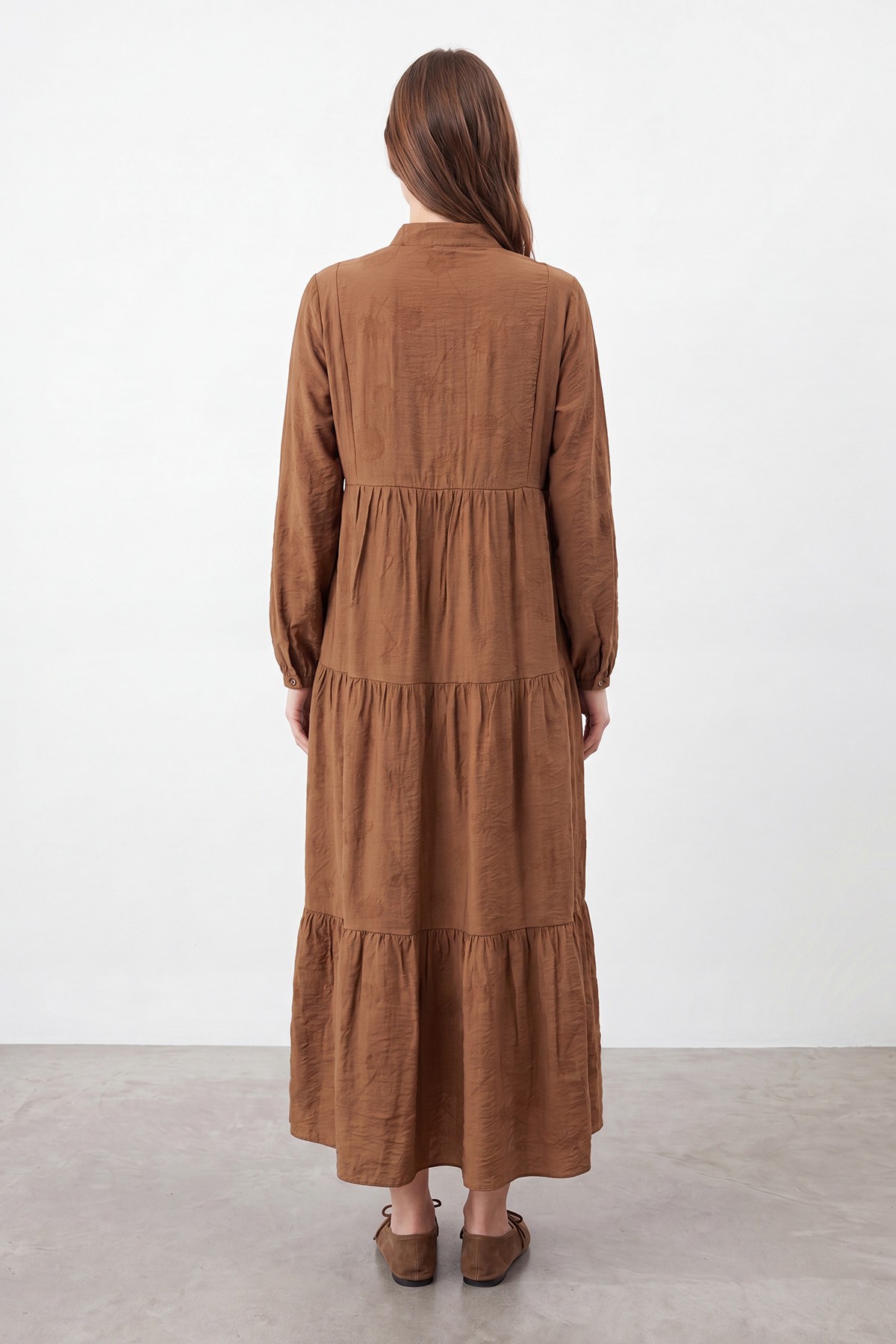 Women's Mandarin Collar Maxi Dress 