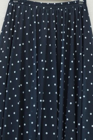 تنورة من التول مبطنة بنقاط البولكا مع خصر مطاطي -كحلي