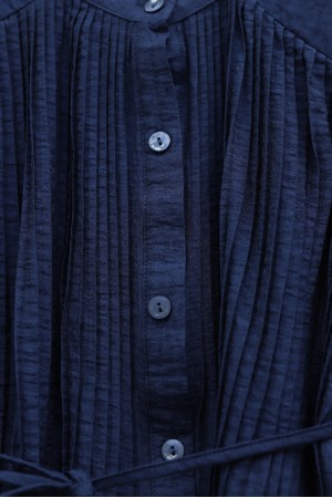 Pliseli Bağcıklı Etekli Jakarlı Gofre Takım -Lacivert