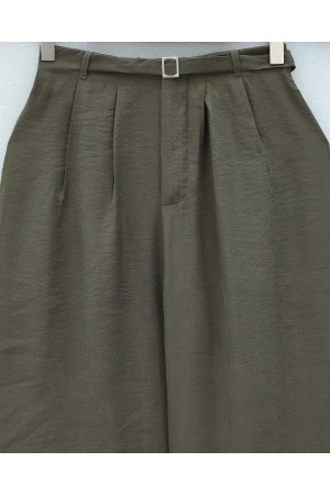 بنطلون Tencel Cupra بتفاصيل حزام خصر مطاطي  -مموّه