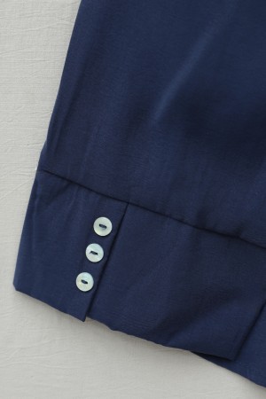 V Yaka Düğmeli Yarım Kol Modal Gömlek -Laci